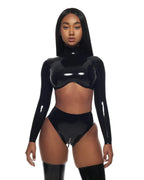 Latex Crop Top with Bra Wire and Back Zip