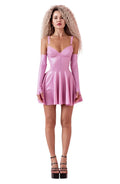 Latex Doll Dress in Pink — Skater Style, Ruffled Skirt & Zipper