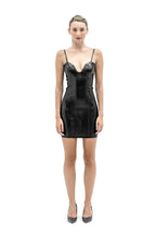 Latex Dress Lucia Silhouette in Black — Moulded Cups, Deep Plunge & Detachable Straps