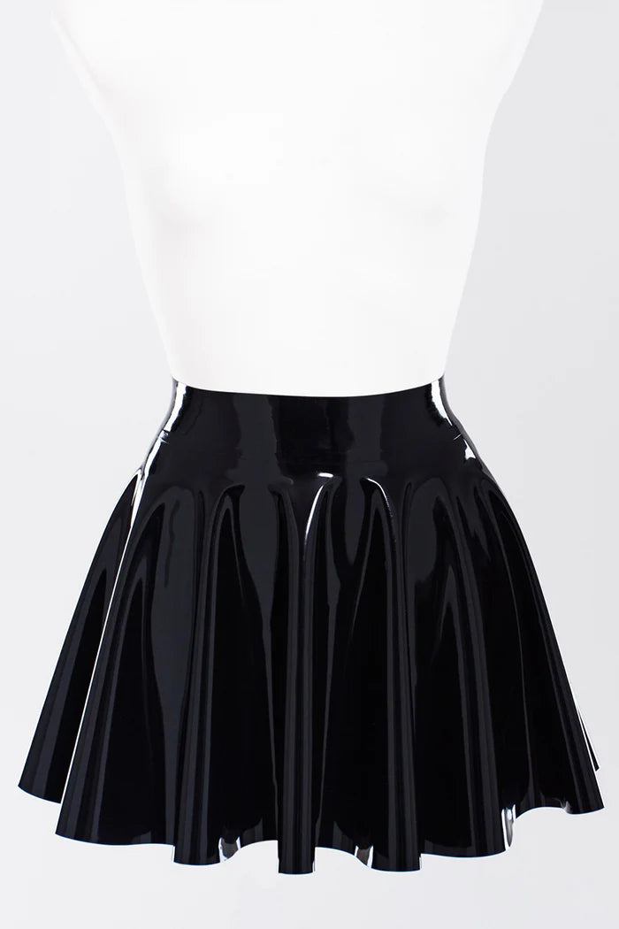 Latex Fit-and-Flare Skirt with Belt