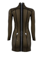 Latex Fitted Mini Dress with Transparent Panels