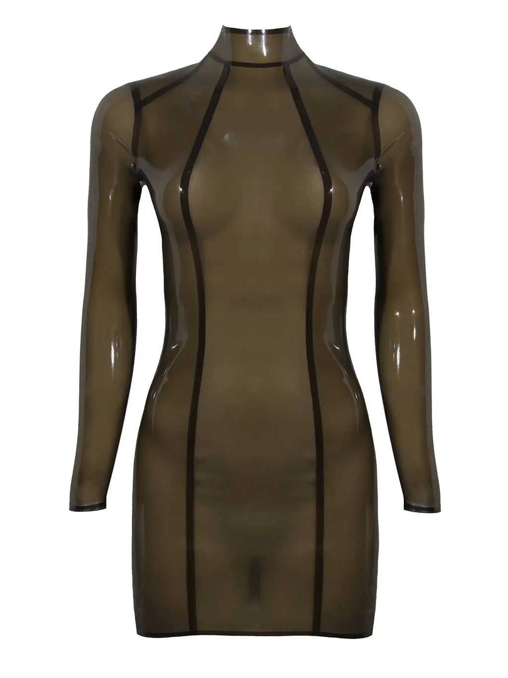 Latex Fitted Mini Dress with Transparent Panels