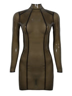 Latex Fitted Mini Dress with Transparent Panels