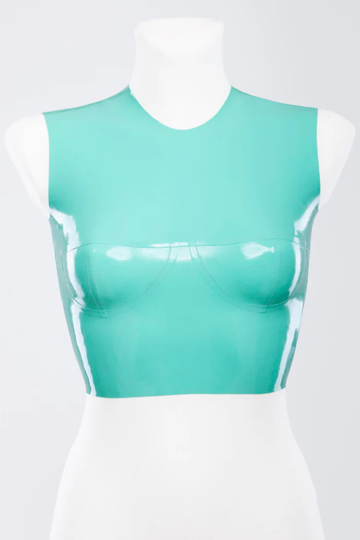 Latex Fitted Top with Cups — Optional Back Zipper