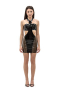 Latex Halter Dress Diva — Two-Tone, Pencil Skirt & Decorative Front Zippers