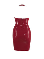 Latex Halter Dress — Shaped Bust, Mid-Thigh