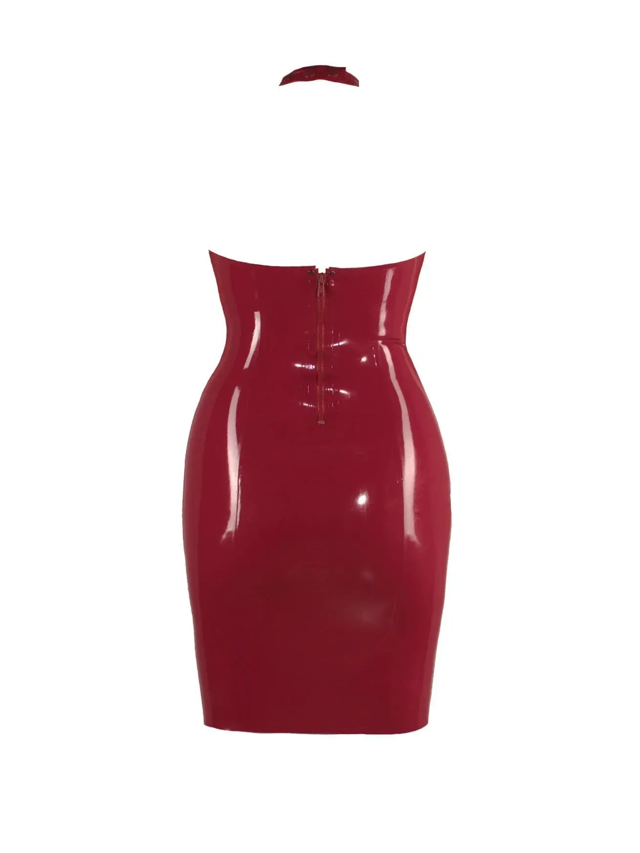Latex Halter Dress — Shaped Bust, Mid-Thigh
