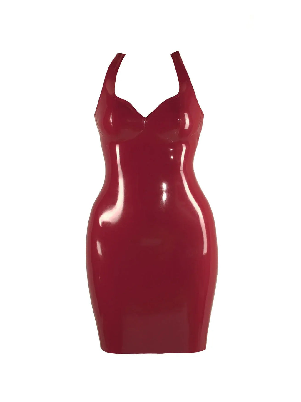 Latex Halter Dress — Shaped Bust, Mid-Thigh