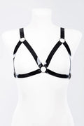 Latex Harness Bra with Decorative Metal Rings — Clasp-Free
