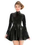 Latex High Neck Skater Dress — Fully Bespoke Black Rubber