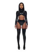 Latex High-Waist Briefs with Functional Zip
