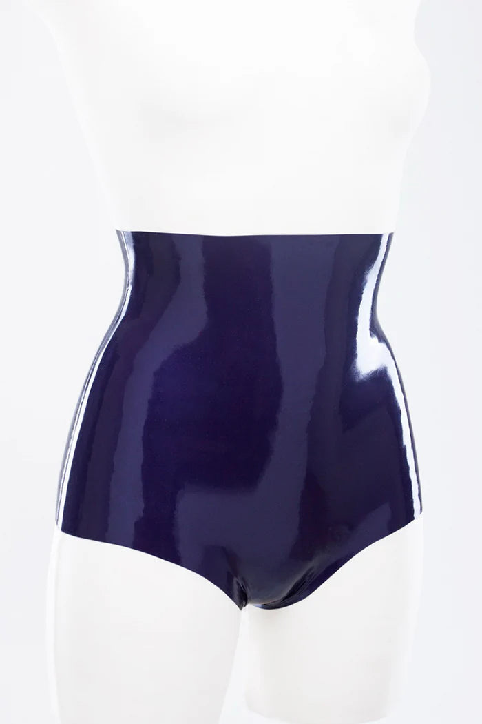 Latex High-Waisted Shorts with Optional Crotch Cutout or Zipper