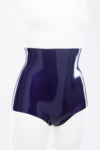 Latex High-Waisted Shorts with Optional Crotch Cutout or Zipper