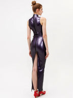 Latex Hobble Dress in Purple
