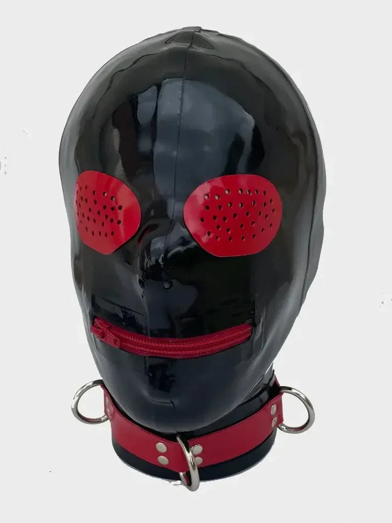 Latex Hood with Compound Eye Panels & D-Ring Collar — Kamen Rider