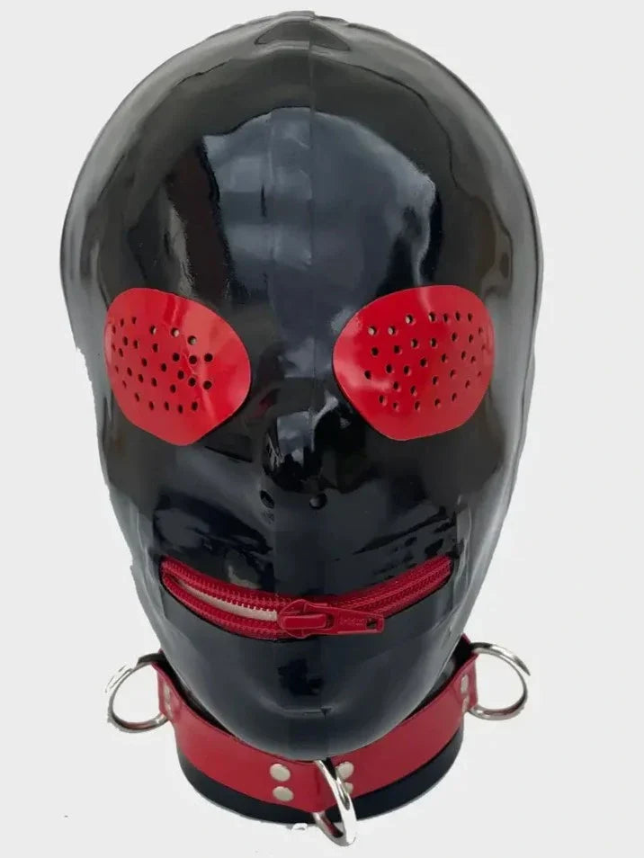 Latex Hood with Compound Eye Panels & D-Ring Collar — Kamen Rider