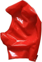 Latex Hood with Neck Corset Collar in Red — Back Lacing