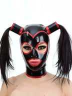 Latex Hood with Pigtails and Contrast Trim