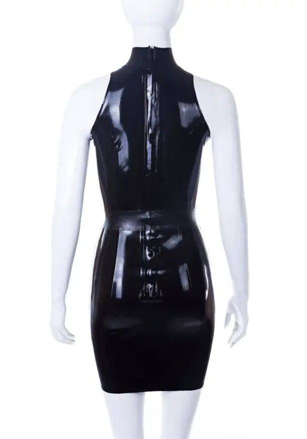 Latex Laura Mini Dress with Snake Belt & Keyhole Cleavage
