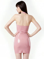Latex Mini Dress with Molded Cups — Baby Pink