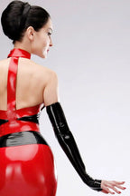 Latex Opera Gloves with Thumb Hole in Black