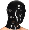 Latex Rubber Hood Mask with Detachable  Eyes & Mouth Patch and Neck Collar