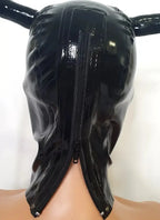 Latex Rubber Hood with Double Ponytail Wigs — Open Eyes & Mouth