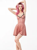 Latex Skater Dress with Underwired Cups — Nude & Black