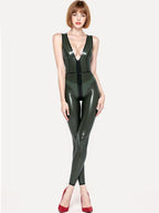 Latex Sleeveless Catsuit — Semi-Transparent Olive