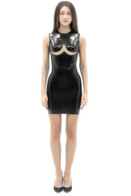 Latex Sleeveless Dress in Black — Transparent Bust Insert & Monoframe Support