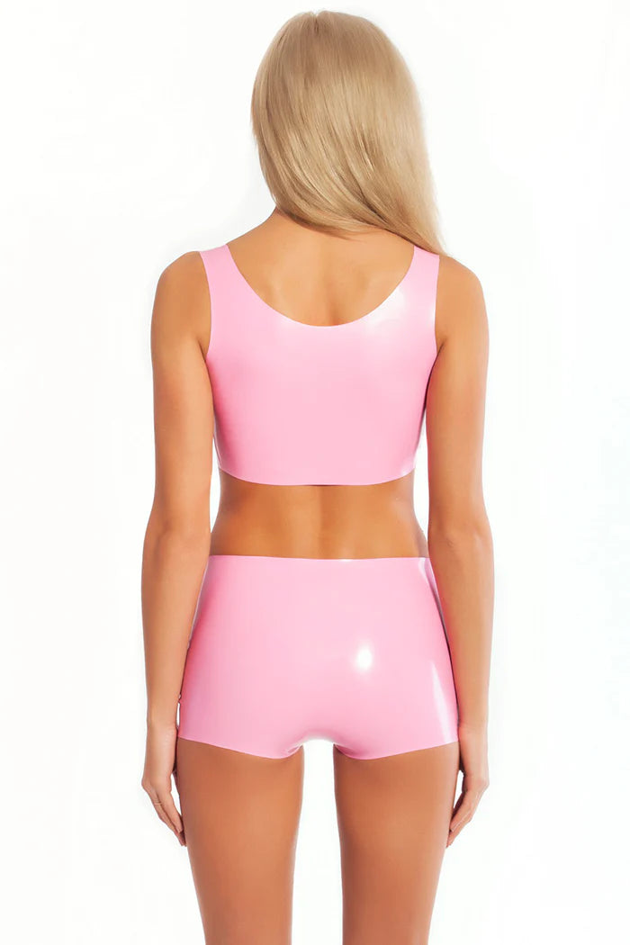 Latex Top & Shorts Set with Shaping Seams