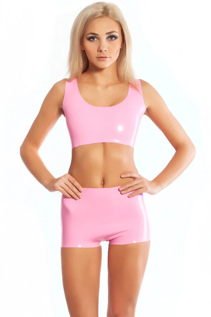 Latex Top & Shorts Set with Shaping Seams