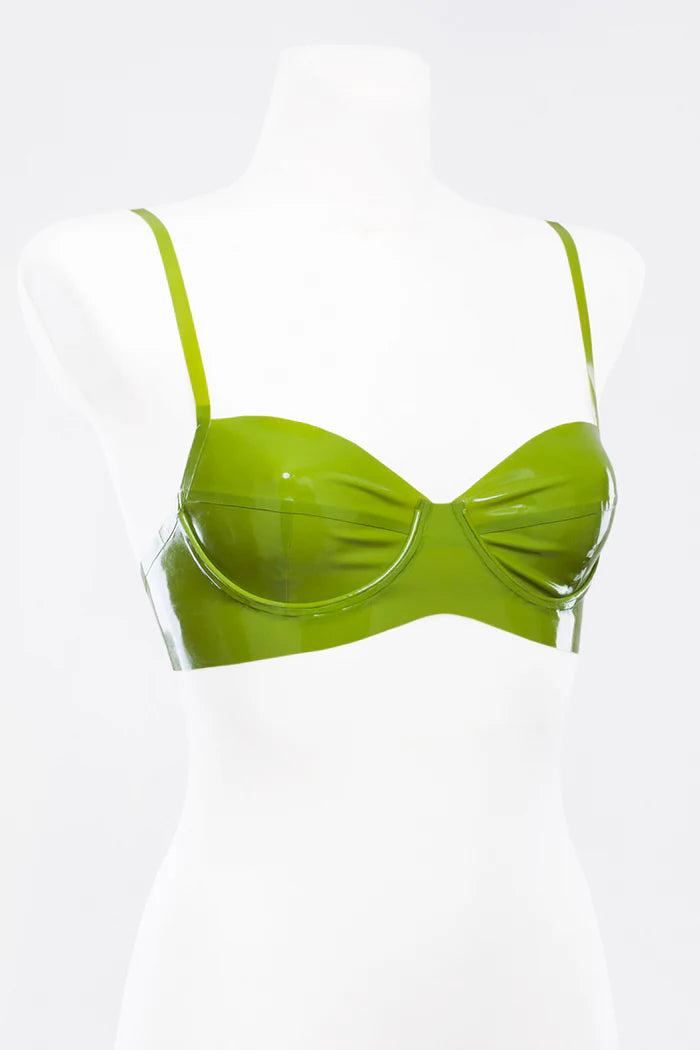 Latex Underwire Bra with Adjustable Straps & Button Back
