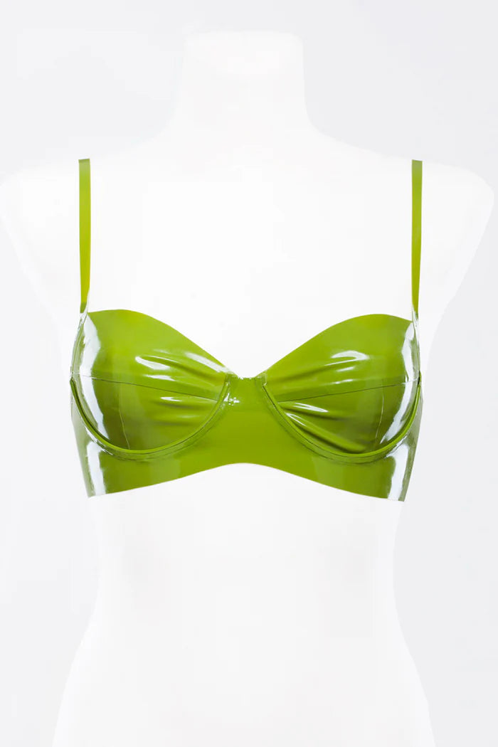 Latex Underwire Bra with Adjustable Straps & Button Back