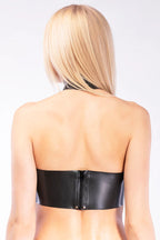 Latex Underwire Bra with Collar, Harness Straps & Metal Rings