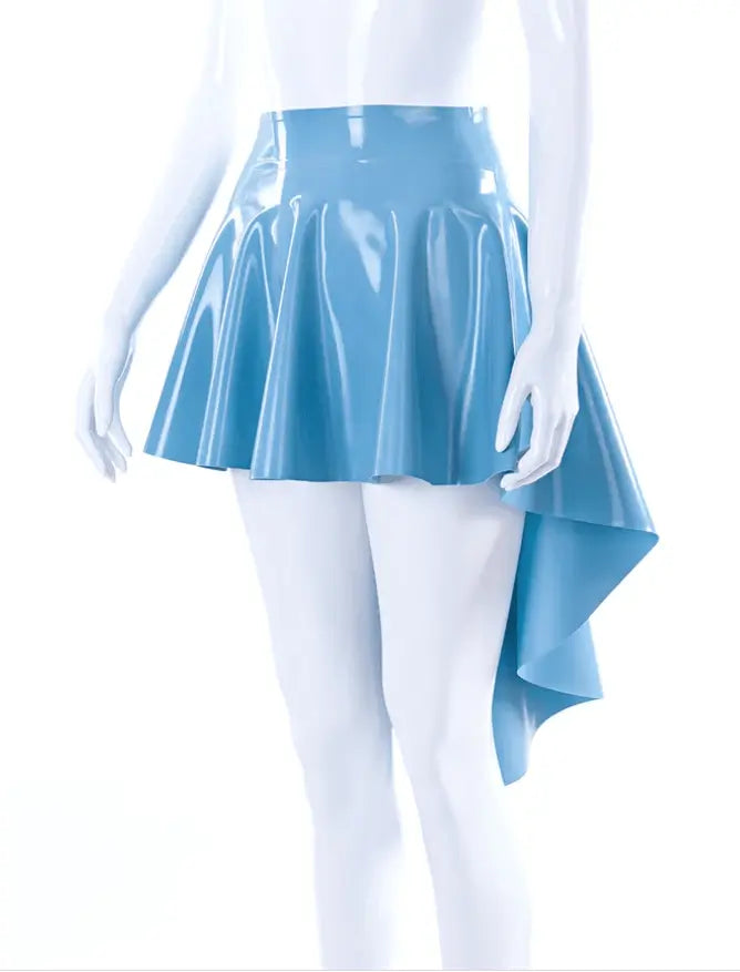 Light Blue Latex Asymmetric Circle Skirt