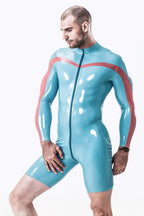 Light Blue Male 'Bruce Lee' Long-sleeved Latex Surfsuit