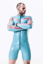 Light Blue Male 'Bruce Lee' Long-sleeved Latex Surfsuit