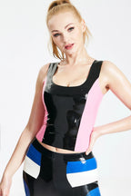 Low-Cut Round Neck Singlet Latex Top