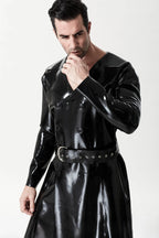 Black Male ' The Swinger' Double-Breasted Latex Overcoat