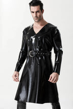 Black Male ' The Swinger' Double-Breasted Latex Overcoat