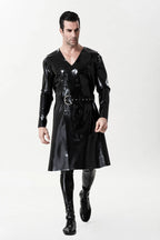 Black Male ' The Swinger' Double-Breasted Latex Overcoat