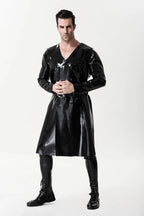 Black Male ' The Swinger' Double-Breasted Latex Overcoat