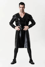 Black Male ' The Swinger' Double-Breasted Latex Overcoat