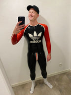 Black Male 'Adi' Round Neck Latex Catsuit