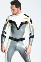 Metallic Silver Male 'Astro-Moon' Latex Catsuit