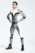Metallic Silver Male 'Astro-Moon' Latex Catsuit