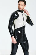 Black Male Asymmetric Latex Catsuit
