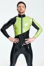 Male Asymmetric Long-Sleeved Tight-fitting Latex Jacket