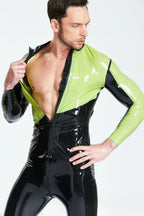 Male Asymmetric Long-Sleeved Tight-fitting Latex Jacket
